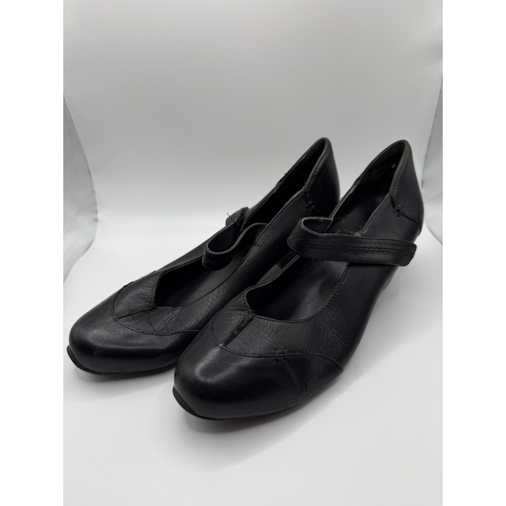 Ziera Womens 9.5 W Comfort Shoes Black Leather Ankle Strap Cuban Heel Mary Jane